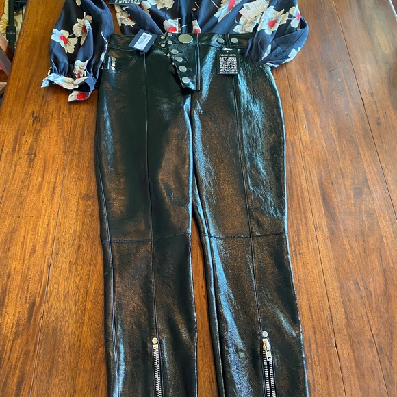Alexander Wang Blk patent leather pants w/chrome buttons New/Never worn. Size10 - Picture 5 of 8